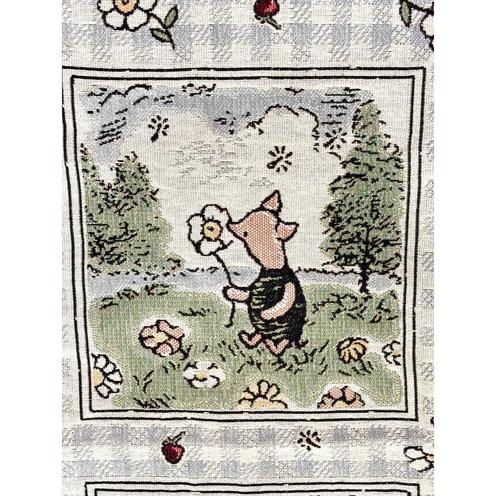 Disney Classic Pooh Woven Throw Blanket 43x65 Cotton Fringe Made USA Piglet